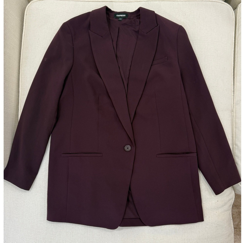 Express Blazer Womens Large Purple Single Button Stretch Professional Excellent